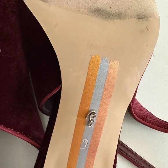 Sam Edelman Burgundy Velvet Heels with Floral Accent - Picture 5 of 5